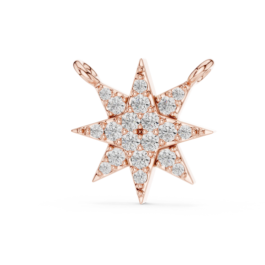 Starburst Pavé Moissanite Pendant in rose 925 sterling silver, view 2
