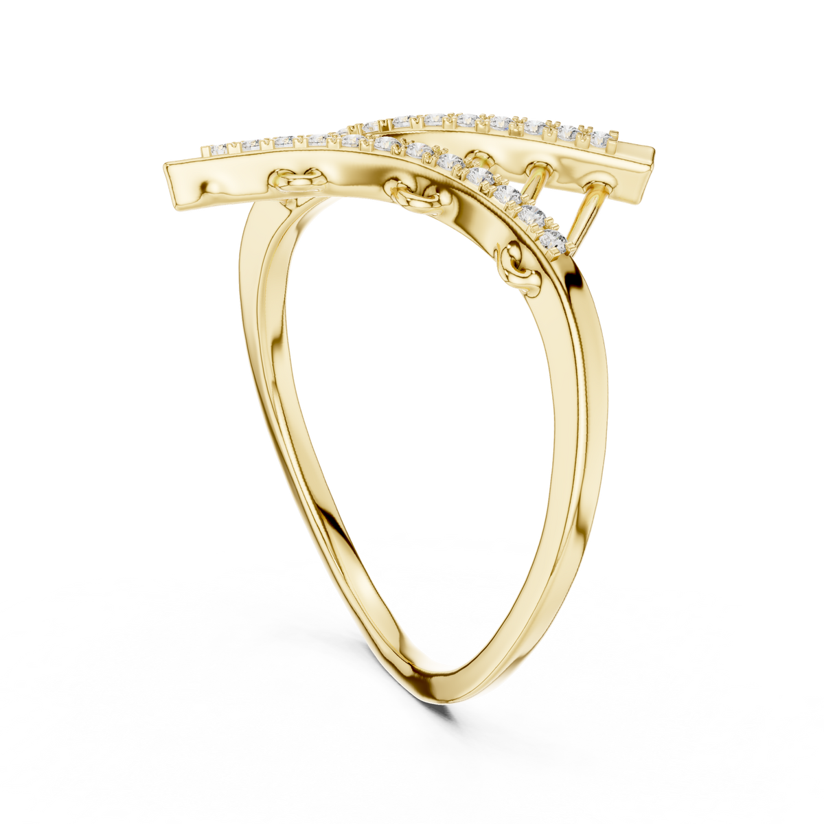 Ladder Crossover Moissanite Ring in yellow 925 sterling silver, view 1