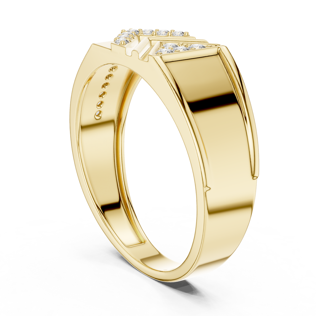 Men's Chevron Arrow Pavé Wide Moissanite Band in yellow 925 sterling silver, view 1