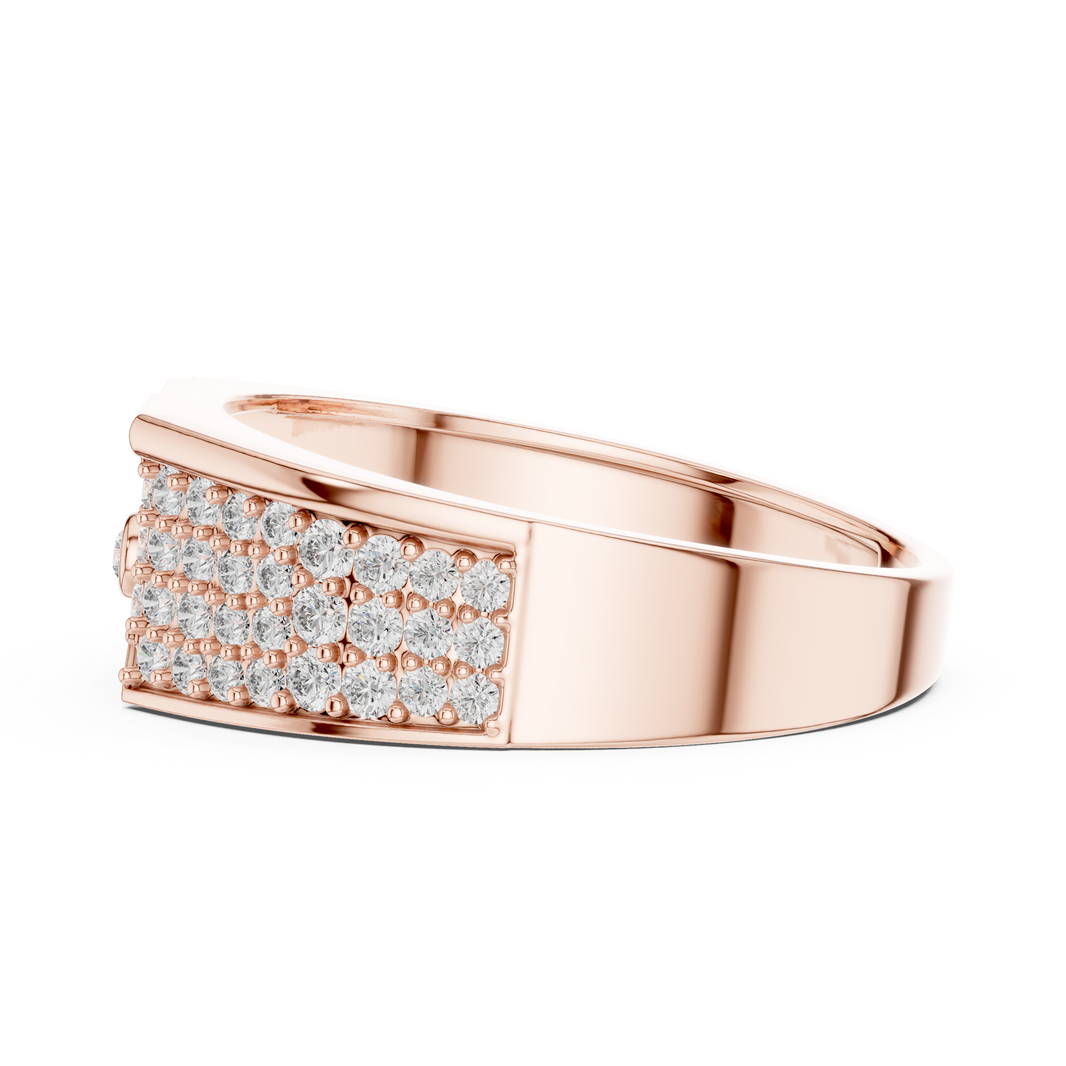Men's Wide Pavé Panel Moissanite Band with Bezel Accent in rose 925 sterling silver, view 3