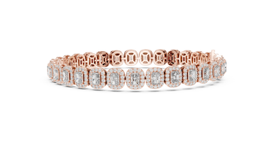 Radiant Cut Halo Moissanite Tennis Bracelet in rose 925 sterling silver, view 4