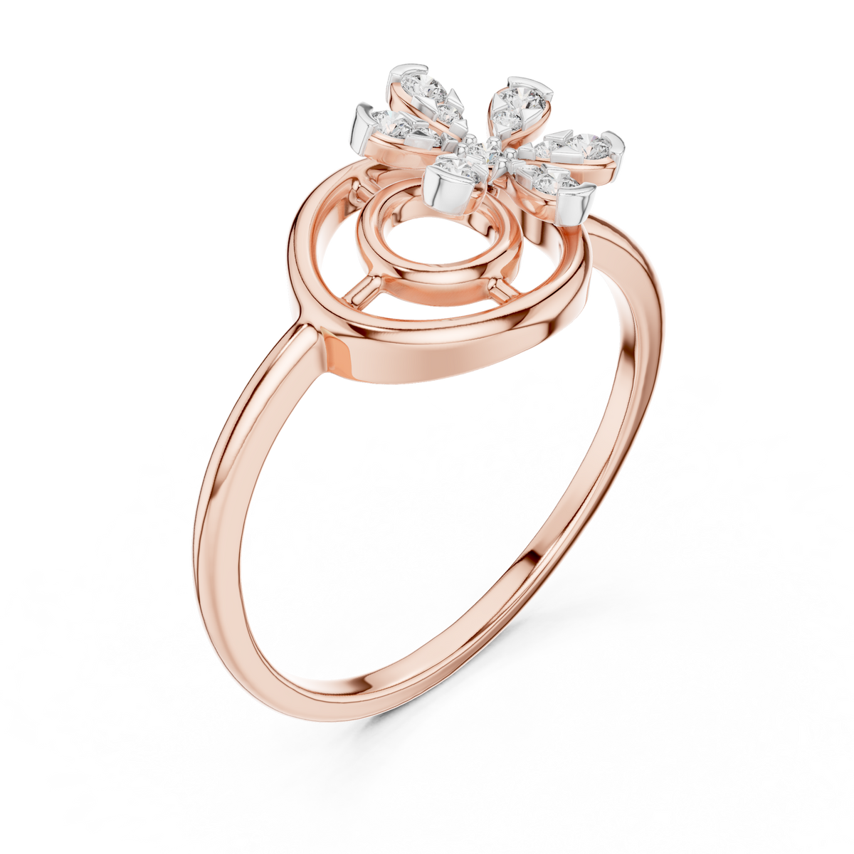 Spiral Flower Moissanite Ring in rose 925 sterling silver, view 2