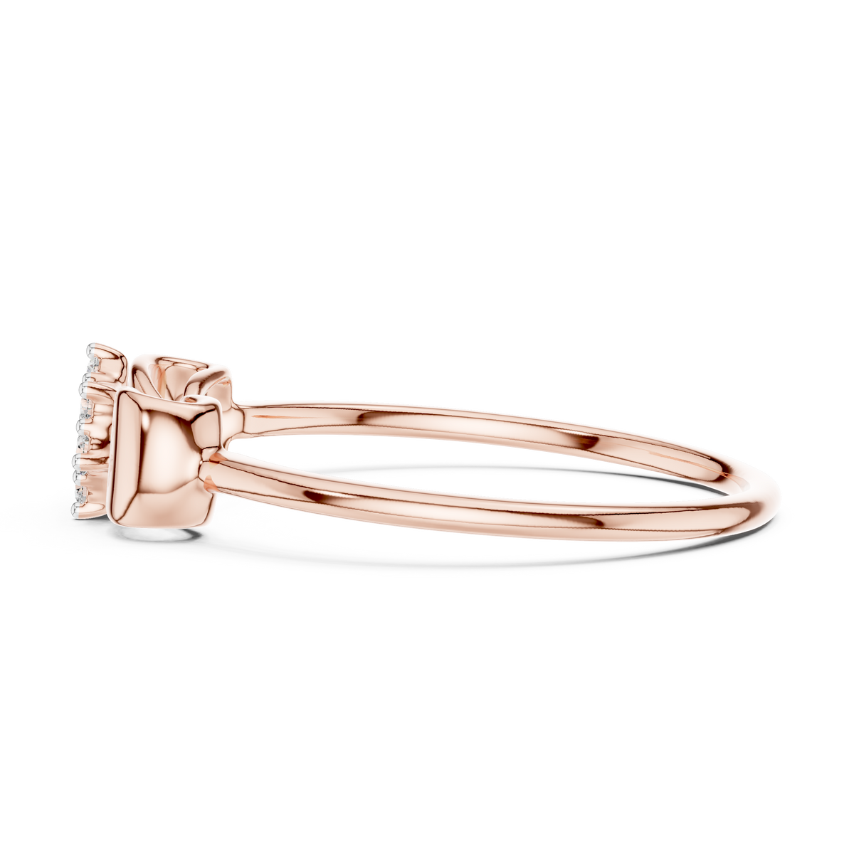 Bow Flower Cluster Moissanite Ring in rose 925 sterling silver, view 3