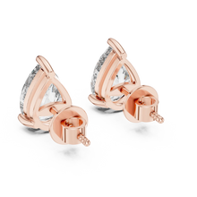 Pear moissanite stud earrings in rose 925 sterling silver, view 3