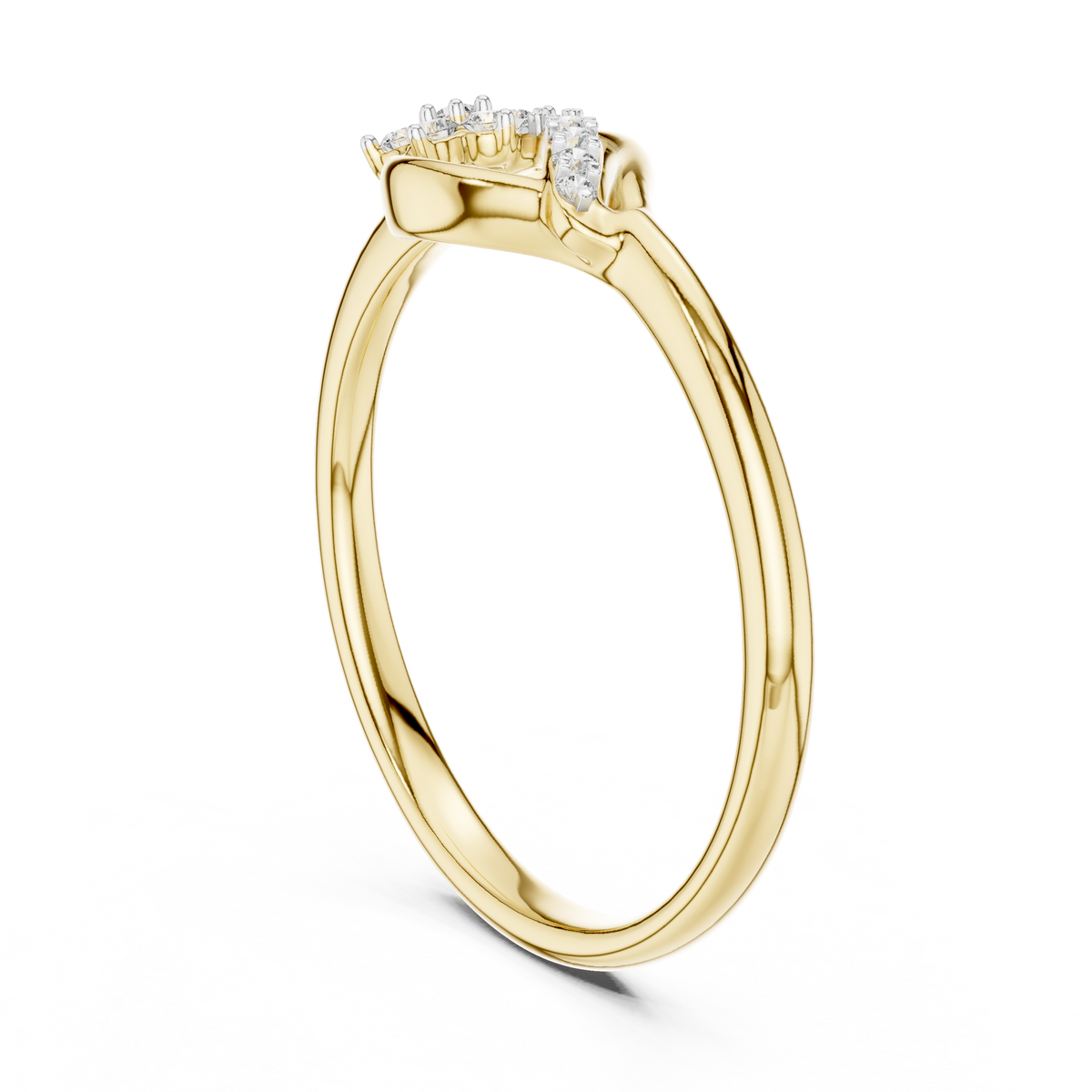 Flower Cluster Teardrop Bypass Moissanite Ring in yellow 925 sterling silver, view 1