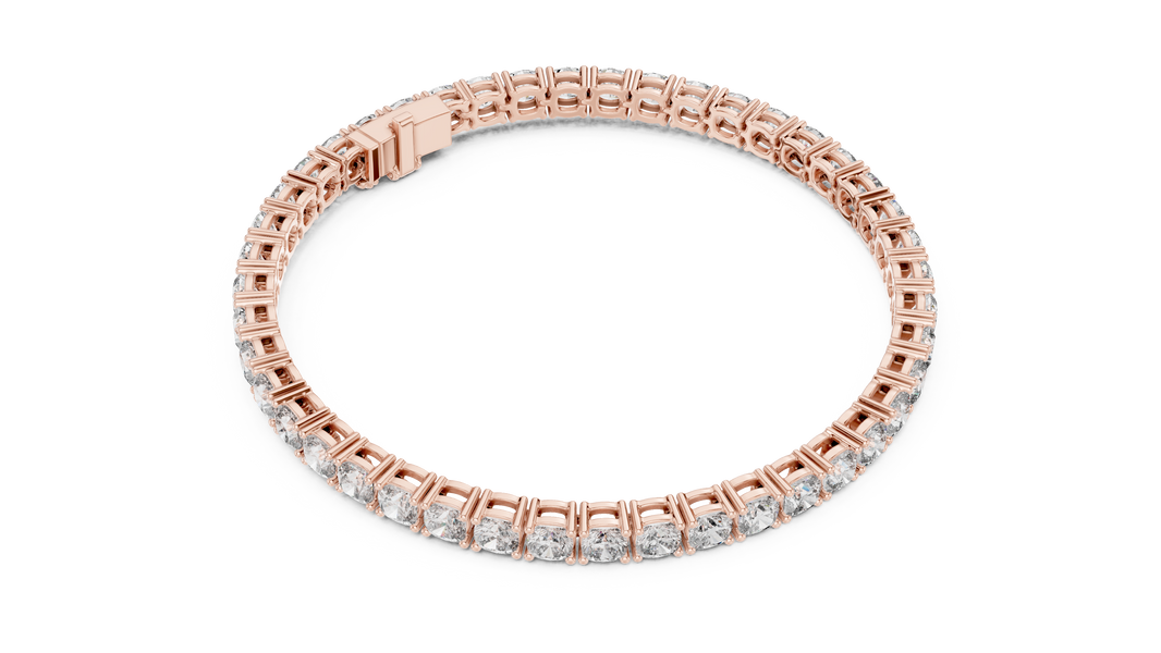 Square Cushion Cut Moissanite Tennis Bracelet in rose 925 sterling silver, view 3