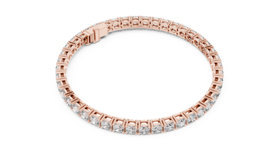 Square Cushion Cut Moissanite Tennis Bracelet in rose 925 sterling silver, view 3
