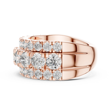 Wide Three Row Moissanite Statement Band in rose 925 sterling silver, view 3