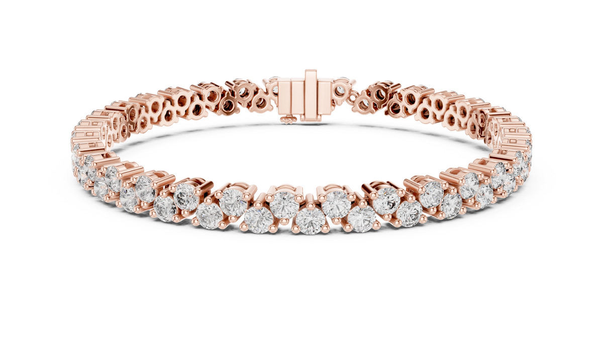 Round Moissanite Loop Link Tennis Bracelet in rose 925 sterling silver, view 1