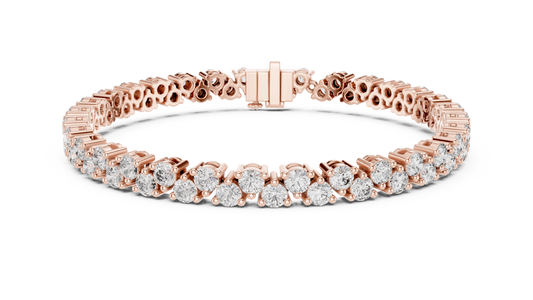 Round Moissanite Loop Link Tennis Bracelet in rose 925 sterling silver, view 1
