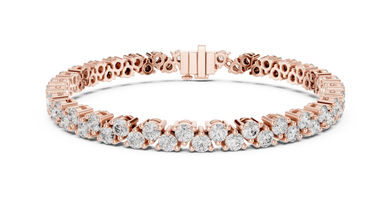 Round Moissanite Loop Link Tennis Bracelet in rose 925 sterling silver, view 1