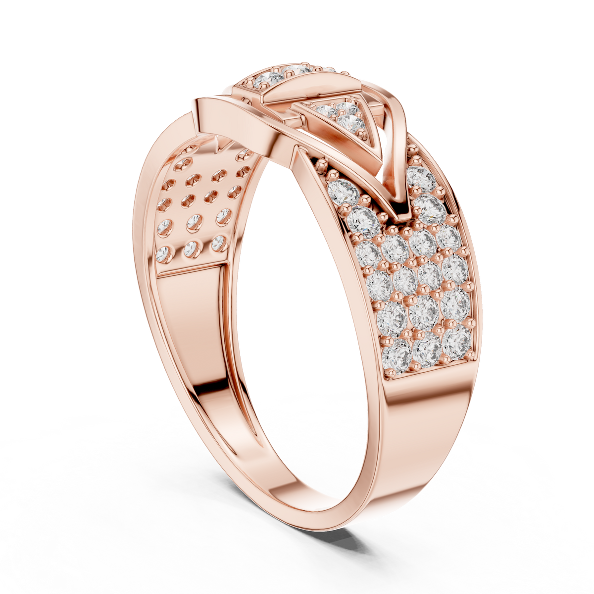 Geometric Eye Pavé Moissanite Statement Band in rose 925 sterling silver, view 1
