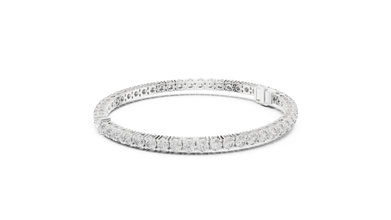 Pear Centre Round Moissanite Tennis Bracelet in white 925 sterling silver, view 2