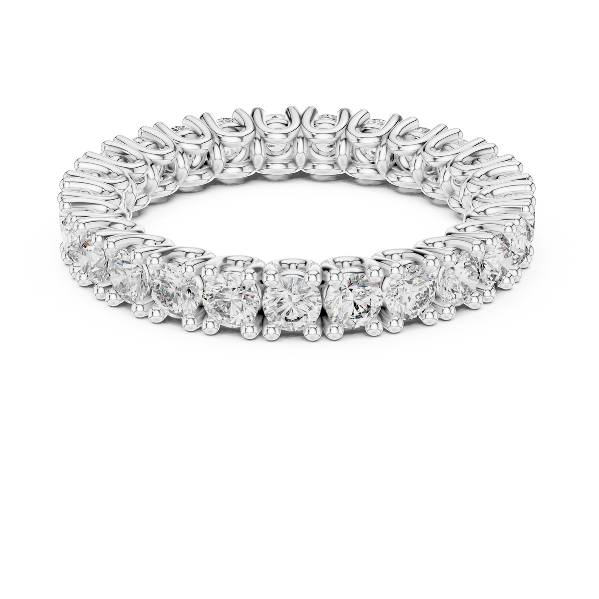 Full Eternity Moissanite Band in white 925 sterling silver, view 4