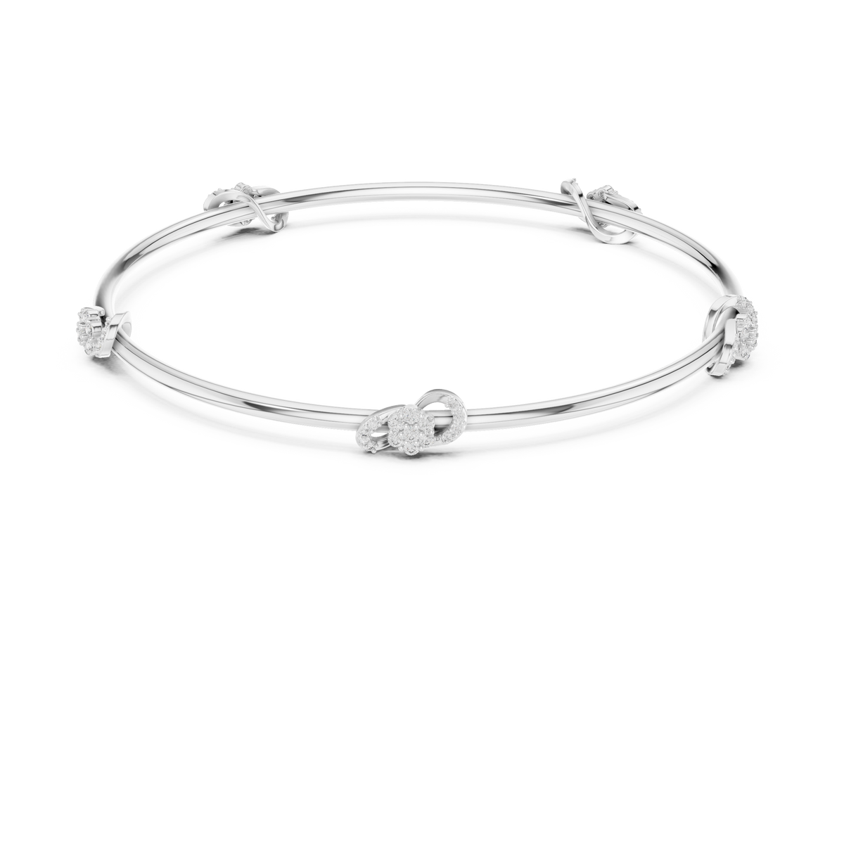 Petite Cluster Station Moissanite Bangle in white 925 sterling silver, view 4