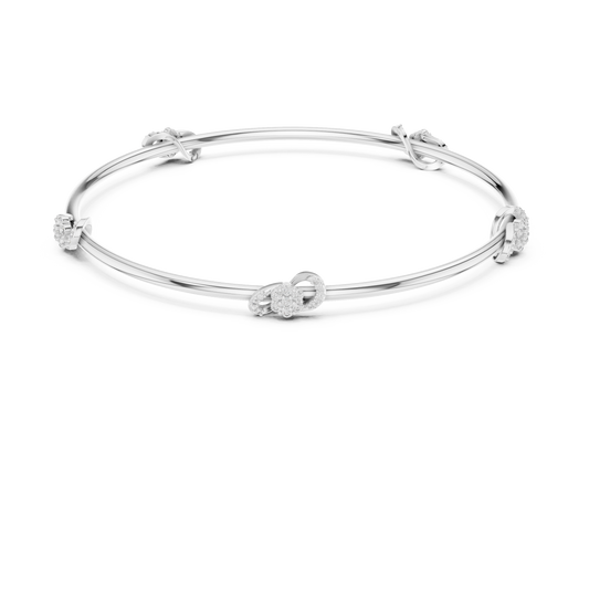 Petite Cluster Station Moissanite Bangle in white 925 sterling silver, view 4