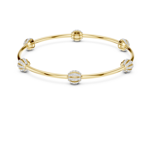 Round Cluster Station Moissanite Bangle in yellow 925 sterling silver, view 4