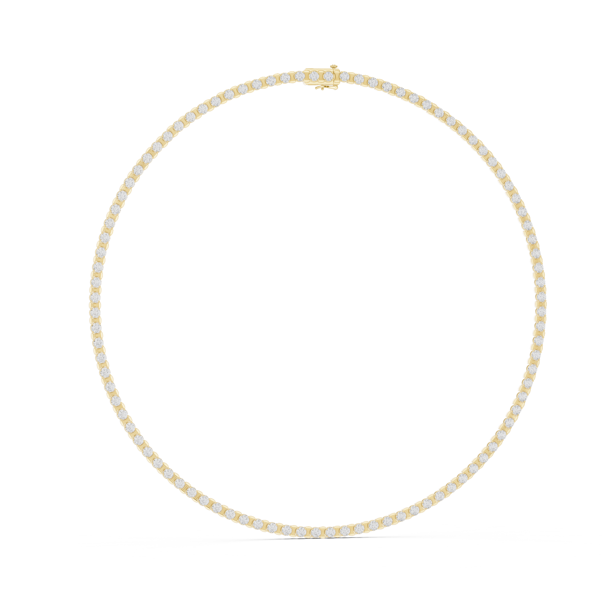 3.3mm Round Tennis Necklace in yellow 925 sterling silver, view 1