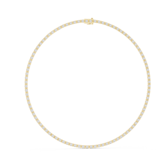 3.3mm Round Tennis Necklace in yellow 925 sterling silver, view 1