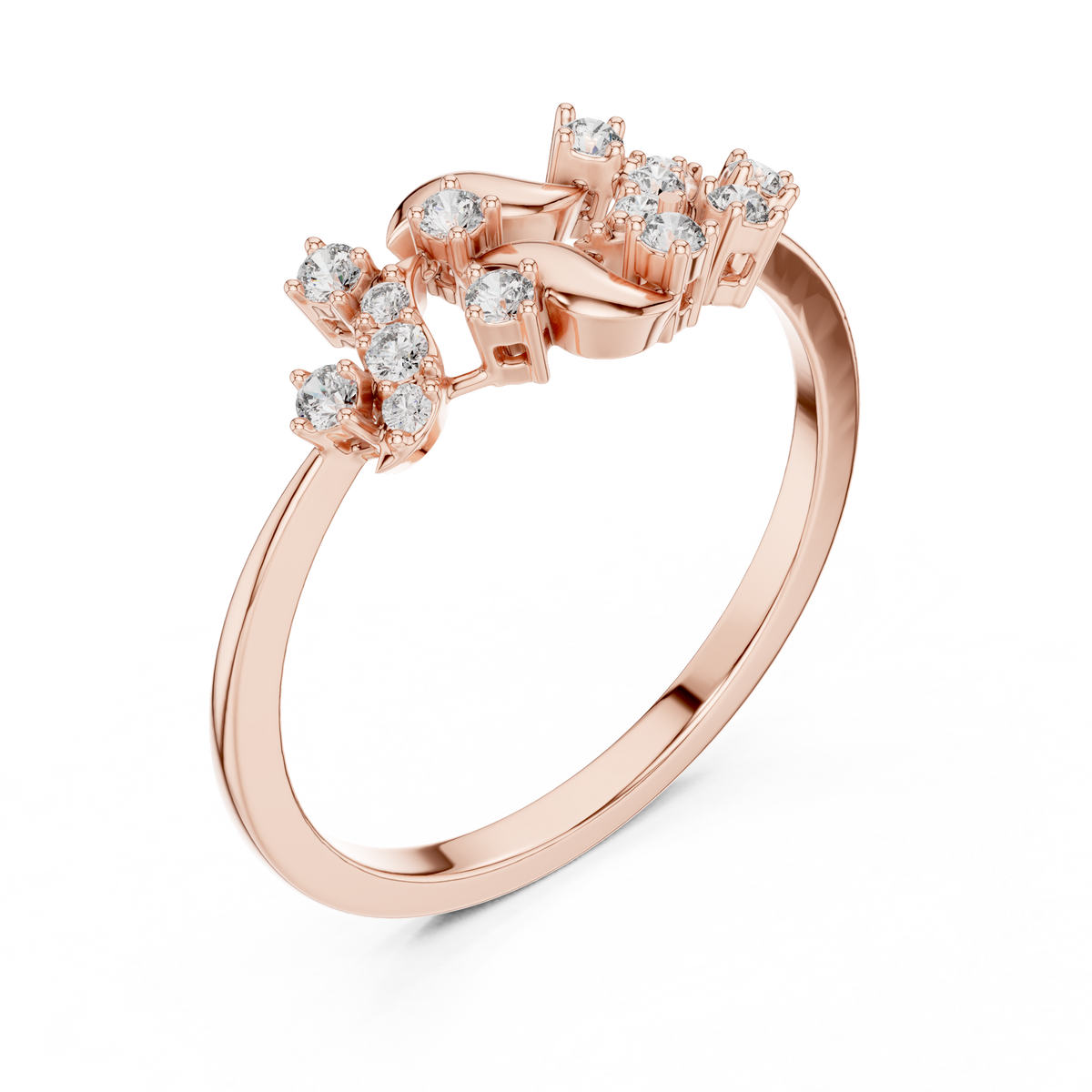 Twisted Vine Moissanite Fashion Ring in rose 925 sterling silver, view 2