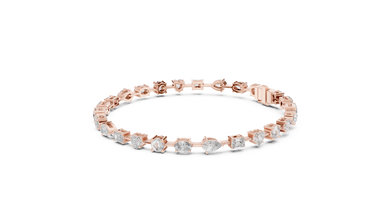 Mixed Shape Moissanite Tennis Bracelet in rose 925 sterling silver, view 2