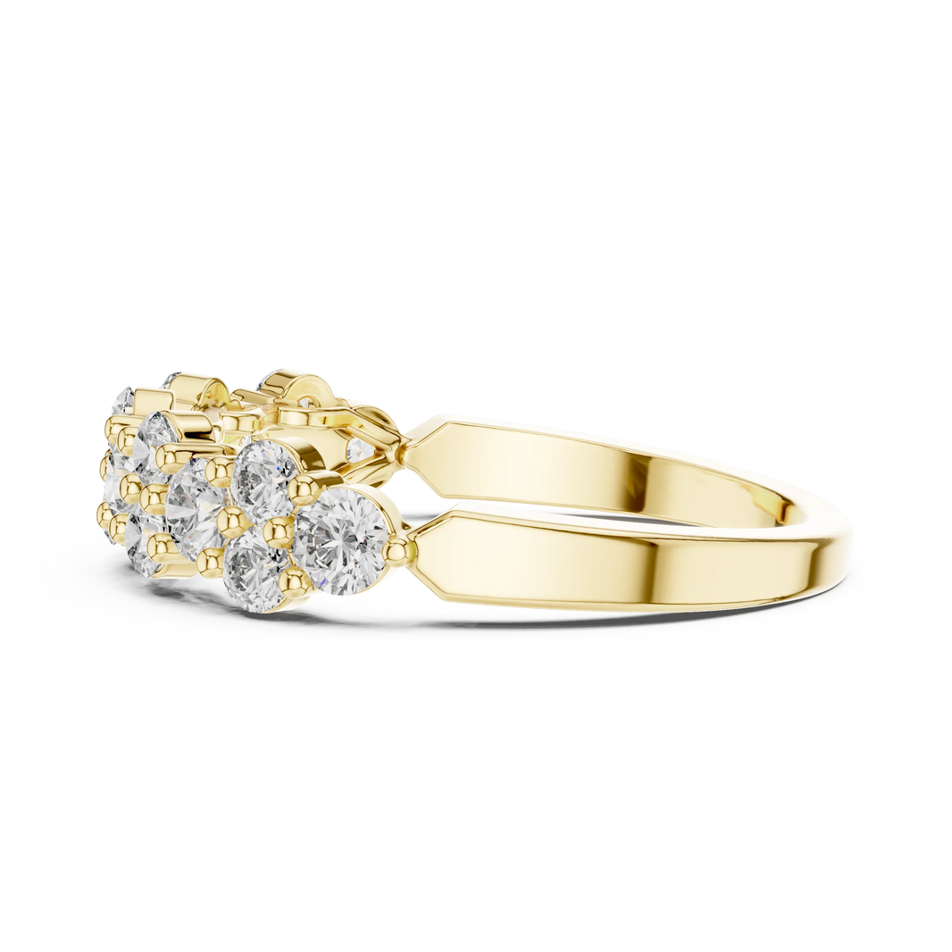Floral Cluster Moissanite Half Eternity Band in yellow 925 sterling silver, view 3