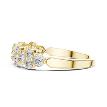 Floral Cluster Moissanite Half Eternity Band in yellow 925 sterling silver, view 3