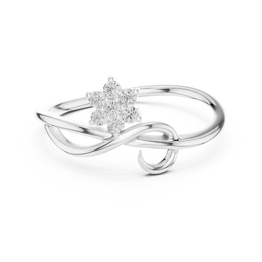 Flower Cluster Infinity Swirl Moissanite Ring in white 925 sterling silver, view 4