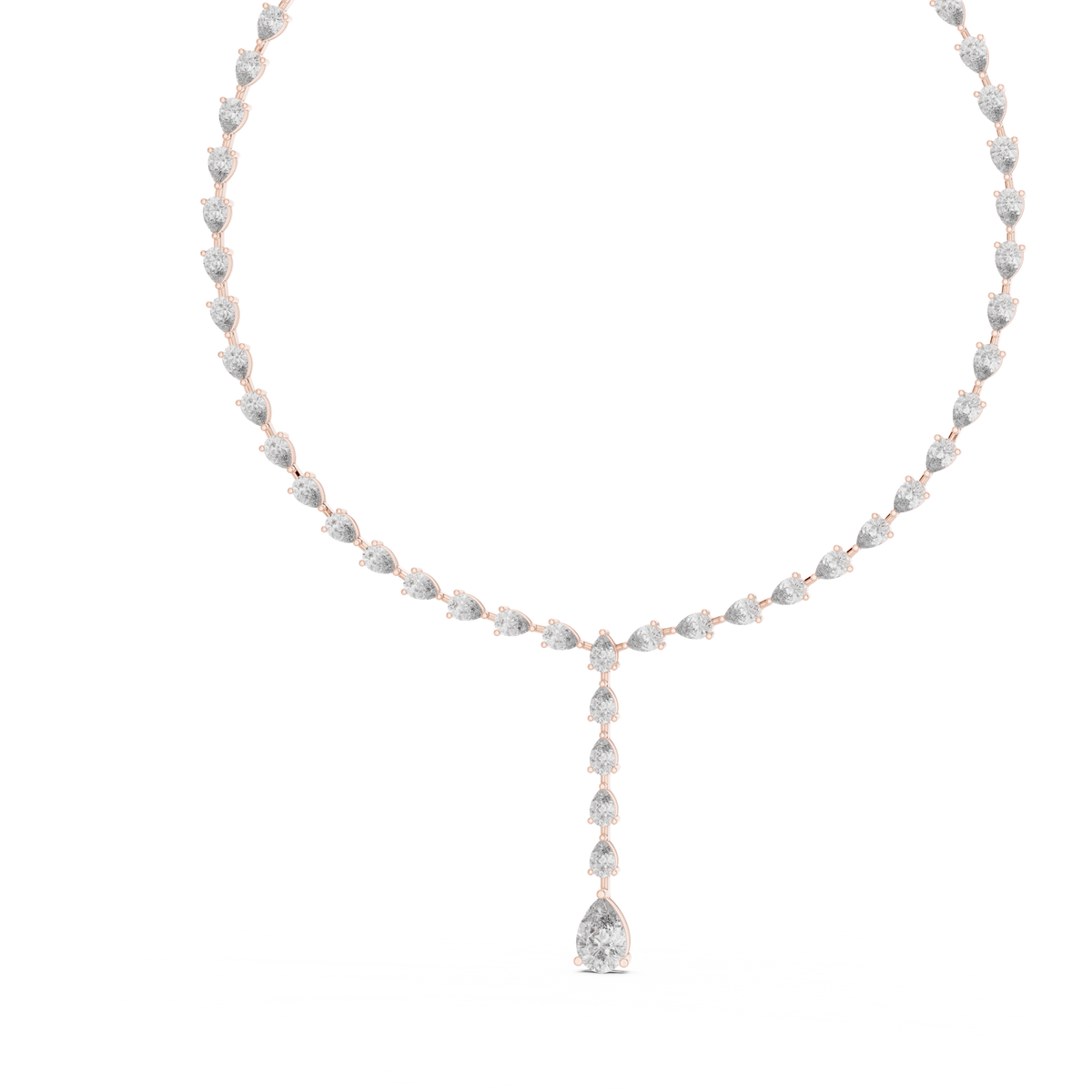 Pear Lariat Y Necklace in rose 925 sterling silver, view 2