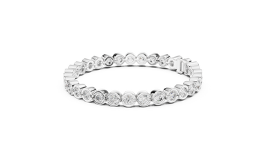Bezel Set Round Moissanite Tennis Bracelet in white 925 sterling silver, view 2