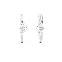 Moissanite V huggie hoop earrings in white 925 sterling silver, view 4