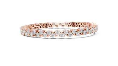 Round Moissanite Loop Link Tennis Bracelet in rose 925 sterling silver, view 4