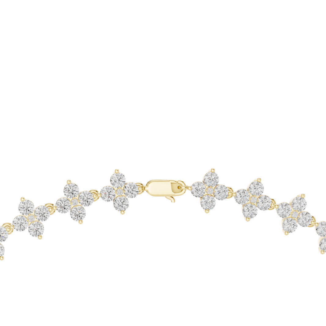 Flower Cluster Link Necklace in yellow 925 sterling silver, view 4