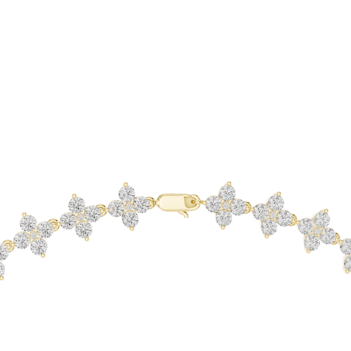 Flower Cluster Link Necklace in yellow 925 sterling silver, view 4