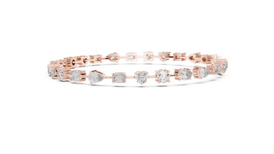 Mixed Shape Moissanite Tennis Bracelet in rose 925 sterling silver, view 4