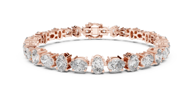 Oval Moissanite Tennis Bracelet in rose 925 sterling silver, view 1