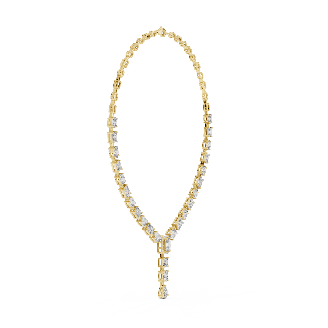 Mixed Shape Y Drop Necklace in yellow 925 sterling silver, view 3
