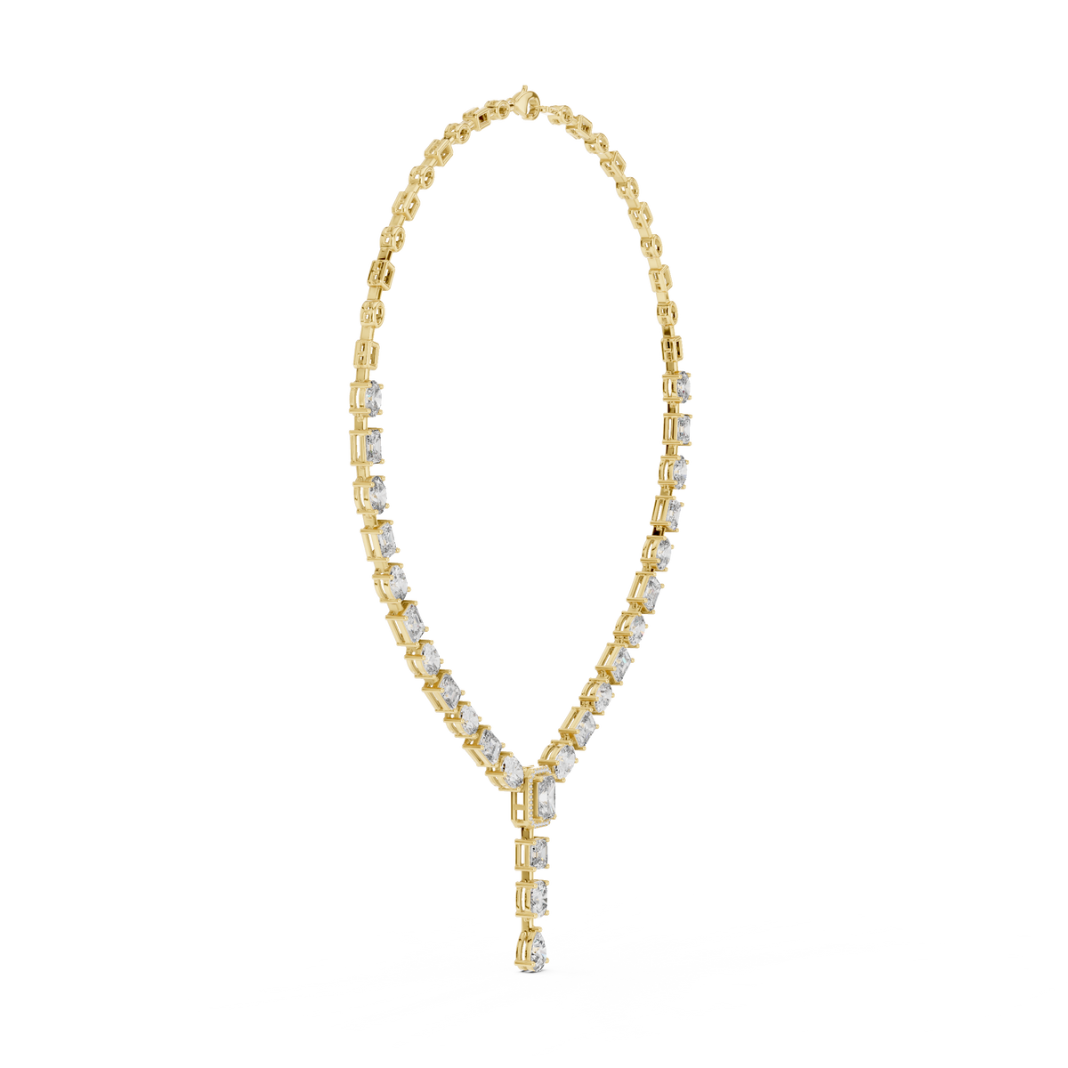 Mixed Shape Y Drop Necklace in yellow 925 sterling silver, view 3