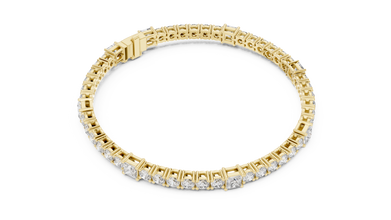 Princess Station Round Moissanite Tennis Bracelet in yellow 925 sterling silver, view 3