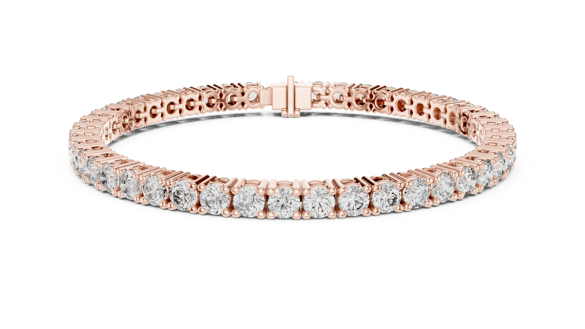 3.5 mm Round Moissanite Tennis Bracelet in rose 925 sterling silver, view 1