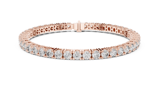3.5 mm Round Moissanite Tennis Bracelet in rose 925 sterling silver, view 1