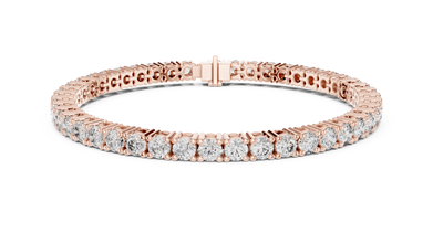 3.5 mm Round Moissanite Tennis Bracelet in rose 925 sterling silver, view 1