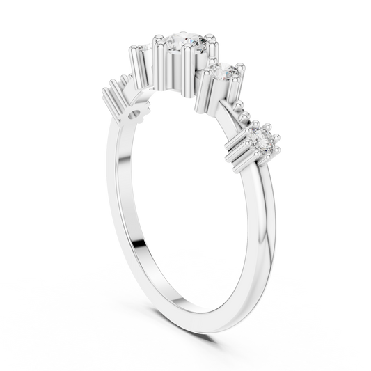 Five Stone Moissanite Ring in white 925 sterling silver, view 1