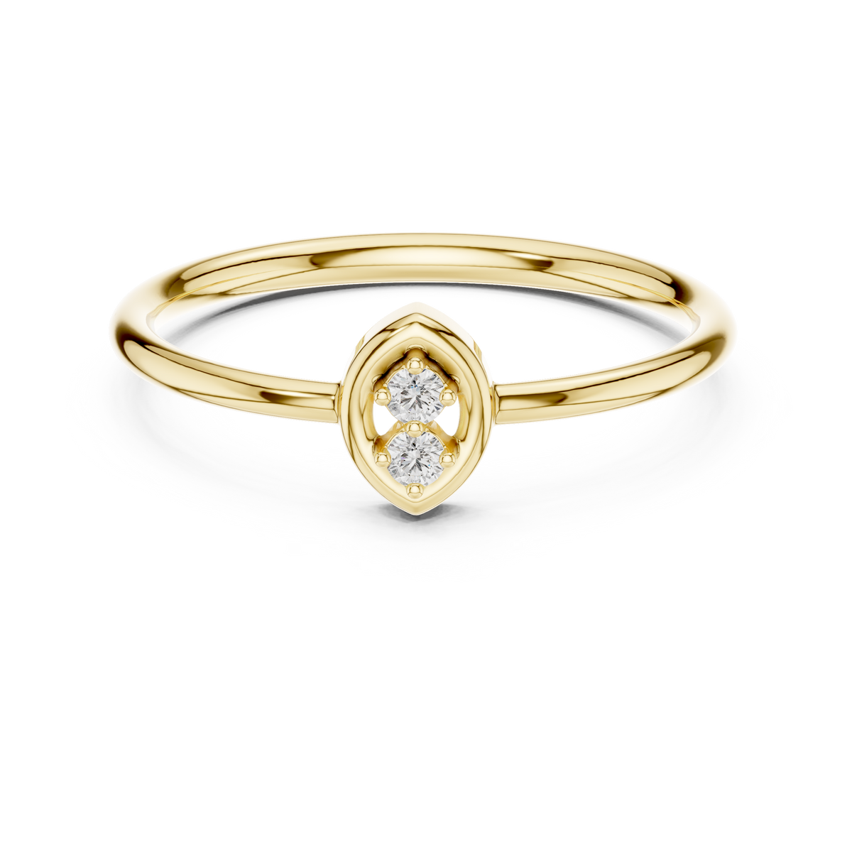 Duo Marquise Frame Moissanite Ring in yellow 925 sterling silver, view 4