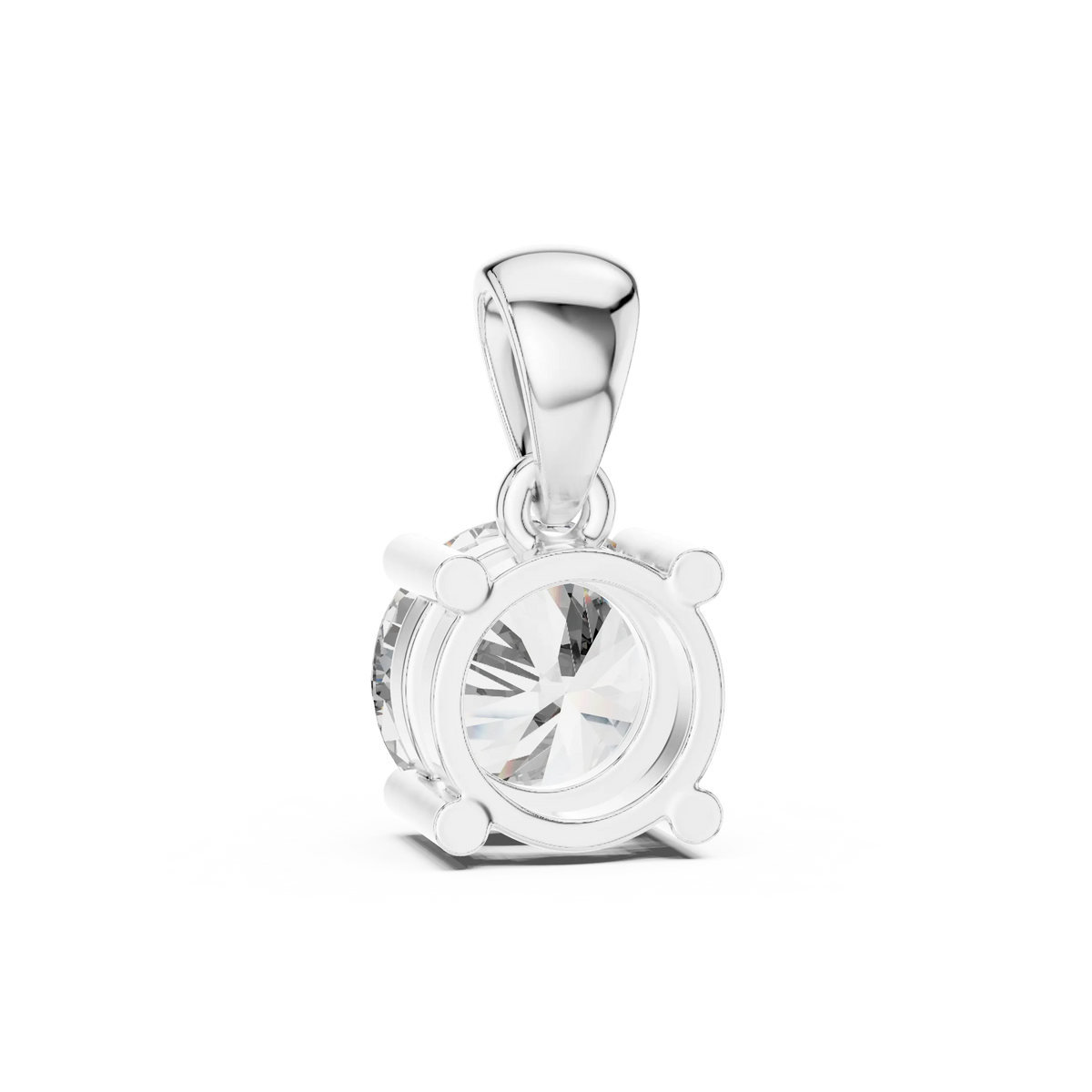 Round Solitaire Moissanite Pendant in white 925 sterling silver, view 4