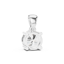 Round Solitaire Moissanite Pendant in white 925 sterling silver, view 4