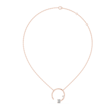 Open Circle Emerald Cut Moissanite Pendant in rose 925 sterling silver, view 1