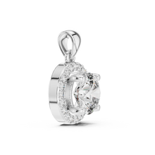 Round Halo Moissanite Pendant in white 925 sterling silver, view 3