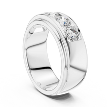 Five Stone Channel Set Moissanite Wide Band in white 925 sterling silver, view 1