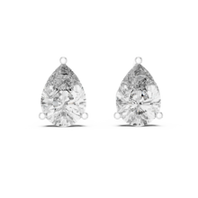 Pear moissanite stud earrings in white 925 sterling silver, view 4